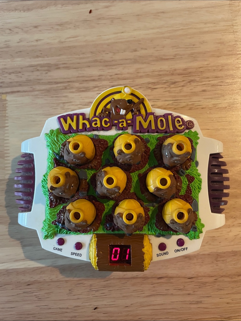 1990’s Whac-a-Mole Handheld Electronic Game - Yellow & Brown